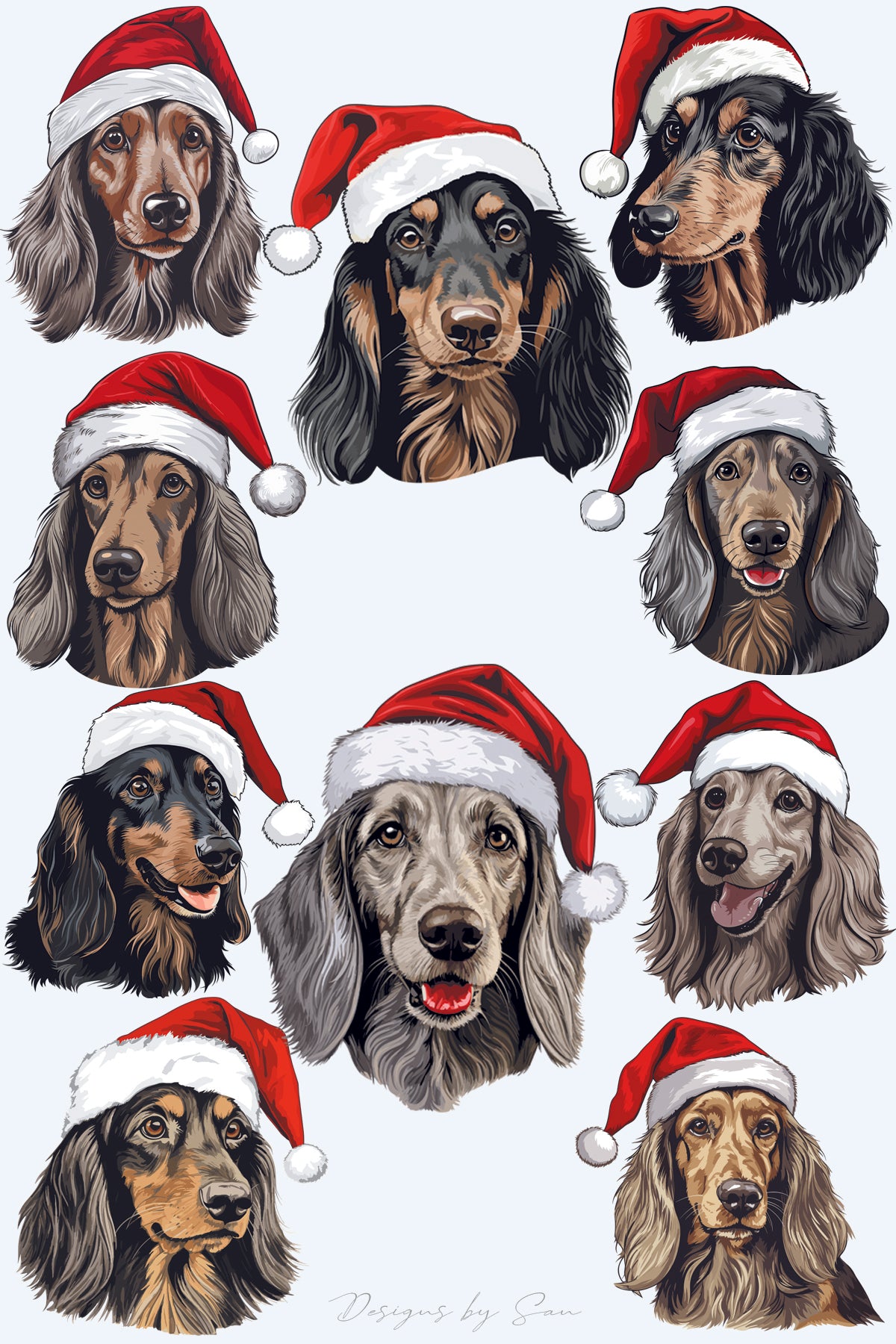 Clipart Christmas - Long haired Dachshund - 320842