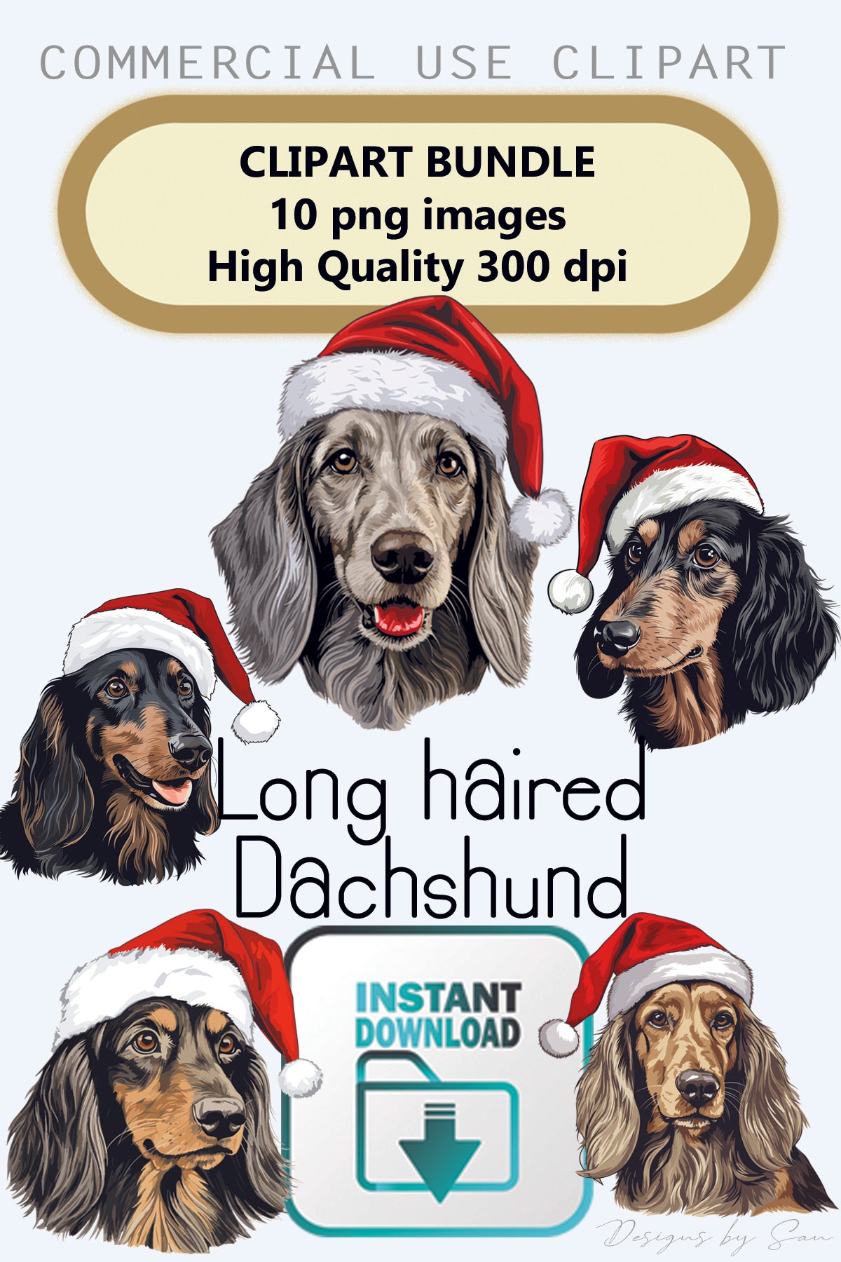 Clipart Christmas - Long haired Dachshund - 320842