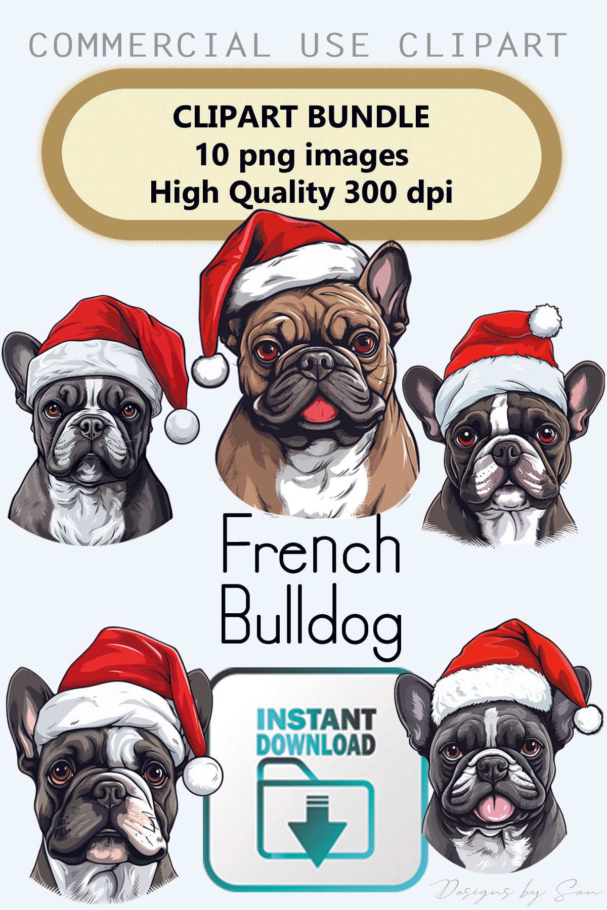 Clipart Christmas - French Bulldog - 320836