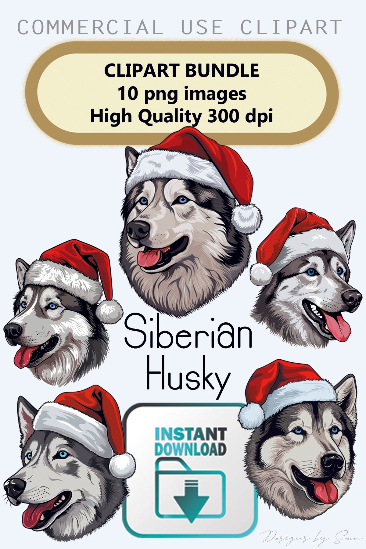 Clipart Christmas - Siberian Husky - 320850