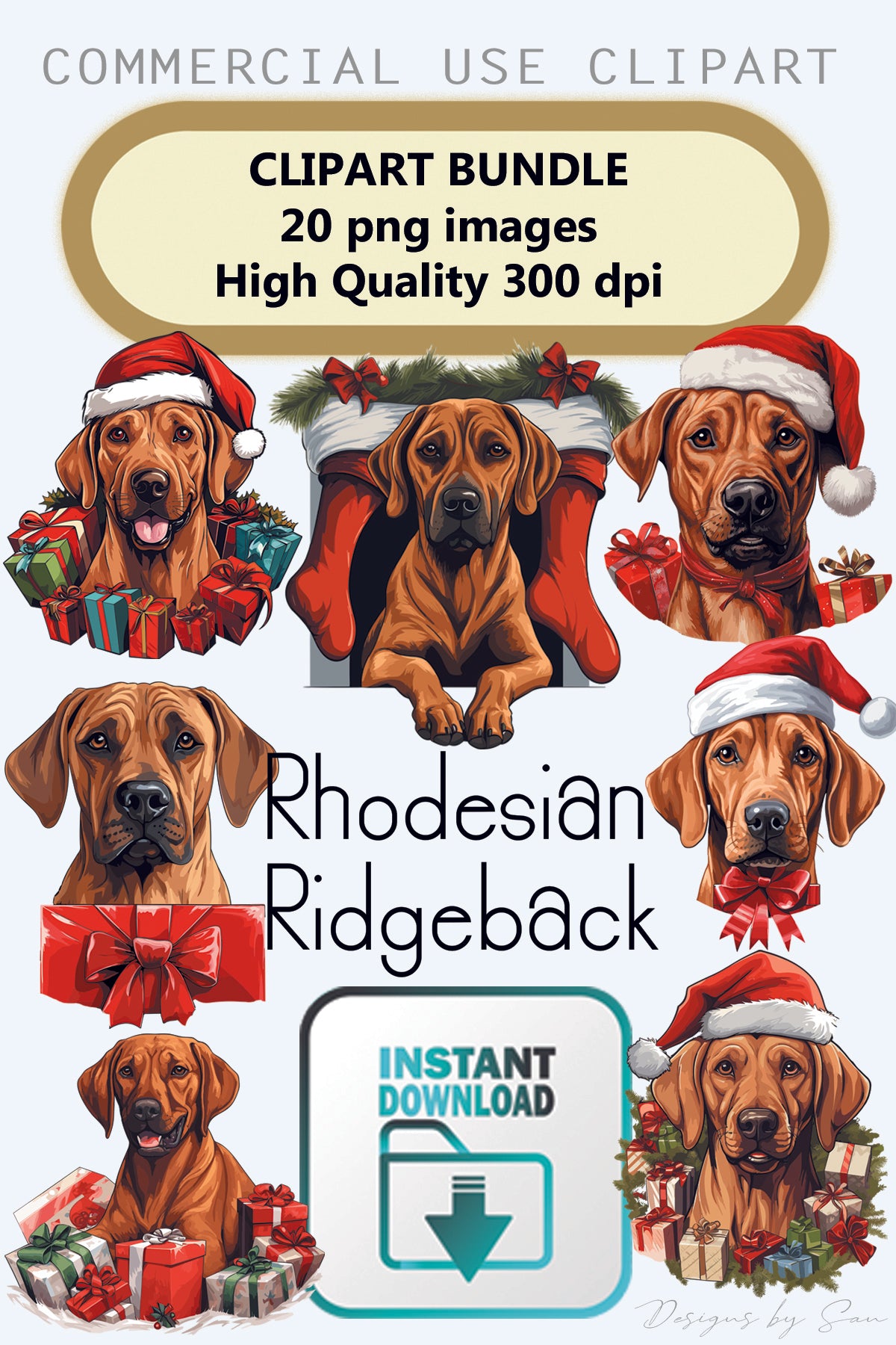 Clipart Christmas - Rhodesian Ridgeback - 320828